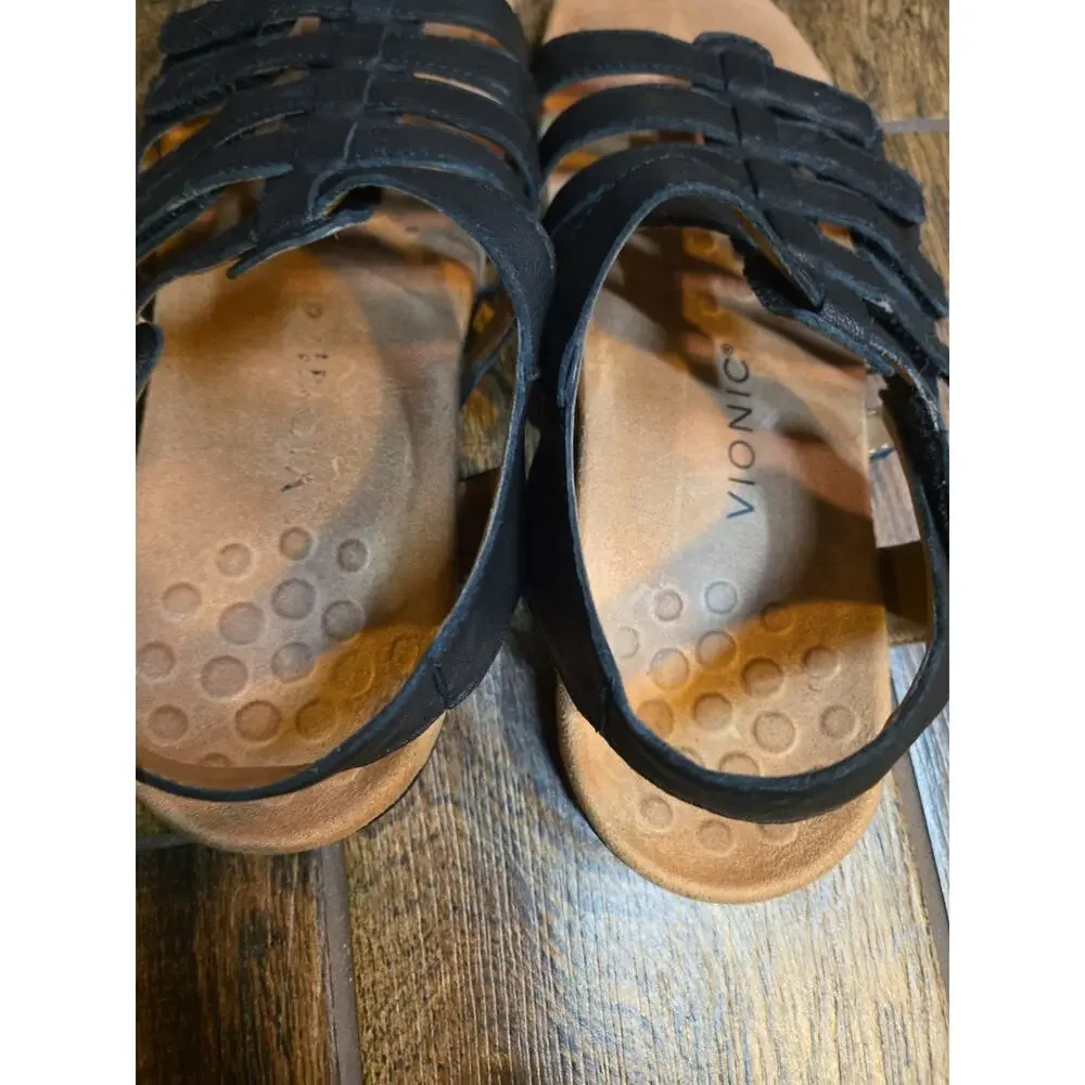 Vionic Harissa Gladiator Adjustable Leather Strap Orthopedic Comfort Sandals sz9